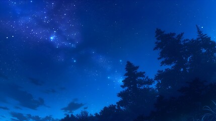 Obraz premium Summer Night Sky Cosmo Milky Way Japanese Anime Style Poster Wallpaper