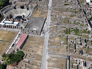 aerial view of Teatro Grand.  Pompeii. Italy