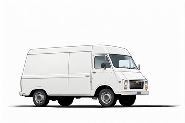 white van isolated on white, vector style