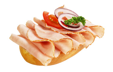 Bun with Ham Slices - PNG Background