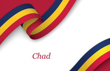 Ribbon with fllag of Chad on white background