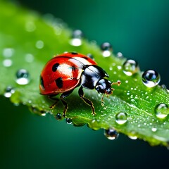 ladybug on green leaf