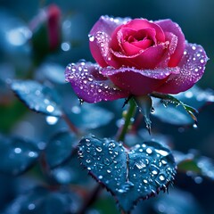 pink rose with water drops