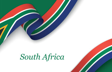 Ribbon with fllag of South Africa on white background