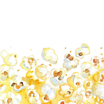 PNG Movie popcorn border watercolor backgrounds abstract pattern.