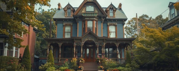 Elegant Victorian home with ornate trim.