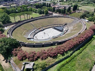 aerial view of Amphitheatre of Pompeii.  Pompeii. Italy