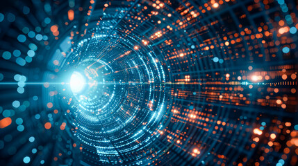Obraz premium Digital background for technological operations, neural networks, AI, data transmission and encryption, digital archives, audio and visual representations