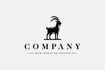 standing goat logo design concept premium vector template