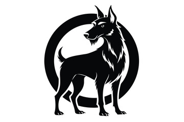 Black and white dog vector silhouette