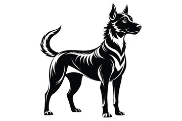 Black and white dog vector silhouette