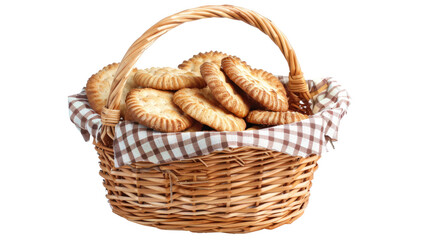 Obraz premium Basket with ginger cakes, cookies and sweets on transparent background