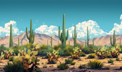 Desert with tall cacti