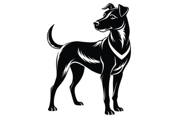 Black and white dog vector silhouette