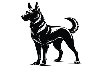 Black and white dog vector silhouette