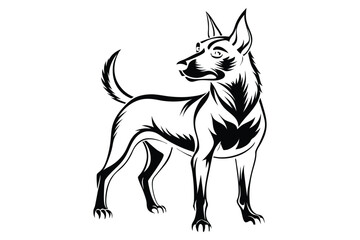Black and white dog vector silhouette