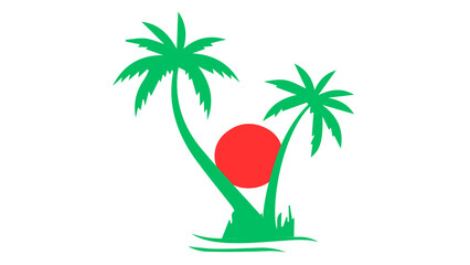 sunset with coconut tree