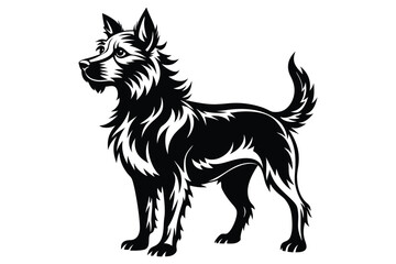 Black and white dog vector silhouette