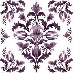 Portuguese azulejo pattern monochrome. Bouquet of flowers in the form of a brown seamless pattern on a white background. Floral illustration handmade for tiles, pillows, wallpaper, towels, decor 