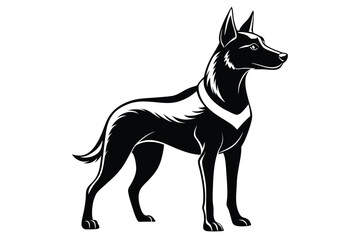 Black and white dog vector silhouette