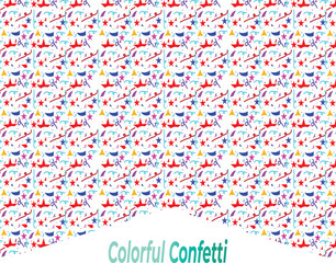 Colorful confetti vector design illustration with white background.