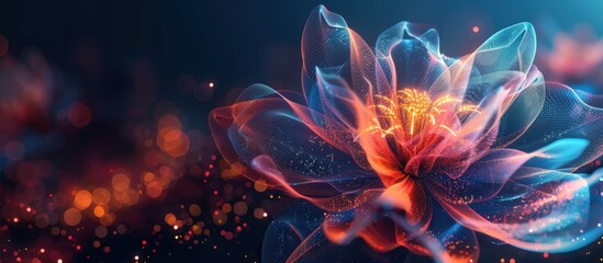 Obraz premium Abstract Digital Art of a Glowing Flower with Vibrant Colors and Light Effects