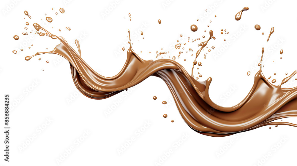 Canvas Prints decadent chocolate splash isolated on white background - top view 3d render with transparent cutout 