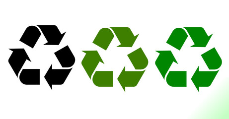 recycle symbol set on white. vector recycle sign illustration for packaging, bin, garbage, trash, label, merchandise etc use.