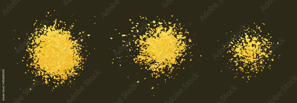 Poster glittering gold splatter texture. set of vector sprayed, sprinkled specs, dust particles, tiny piece