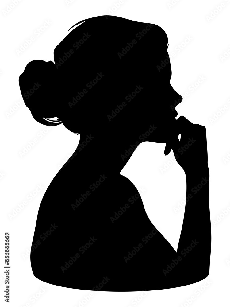 Sticker PNG  Woman silhouette adult white.