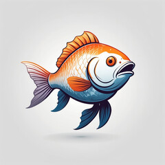 fish icon, vector style, white isolated background
