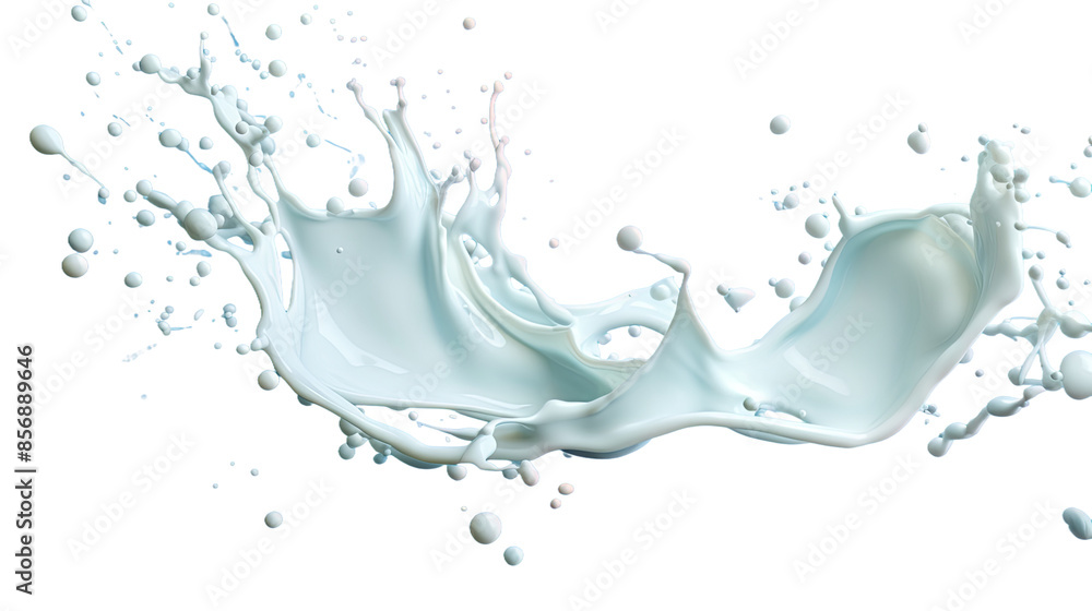 Wall mural milky ripple splash - 3d render transparent background top view flat lay | digital art png cut out e