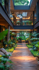 Fototapeta premium Tropical Zen: Sleek Hotel Design Combining Minimalism and Nature,generated by IA 
