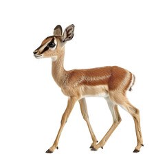 Fototapeta premium A detailed illustration of a young deer standing and looking to the side on a white background. Perfect for nature and wildlife projects.