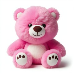 Obraz premium a fur plush stuffed cute pink - magenta lotso teddy bear, white background