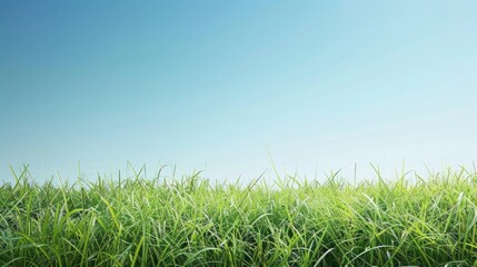 Fototapeta premium Wild grass field with clear sky and room for text