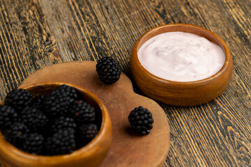 red yogurt with the berry flavor of ripe blackberries