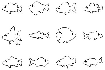 Outline fish illustration design set