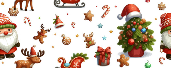 Christmas seamless pattern with a set of elements of winter comfort. Festive packaging.