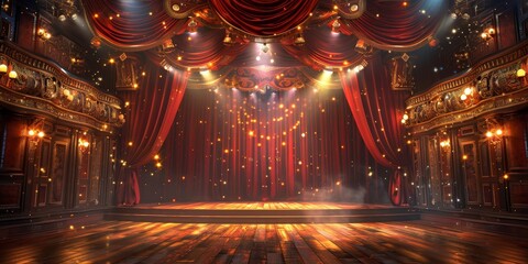 Obraz premium Grand Stage Awaits Under a Shower of Golden Lights