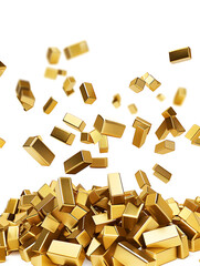 Pile of gold bars falling from above