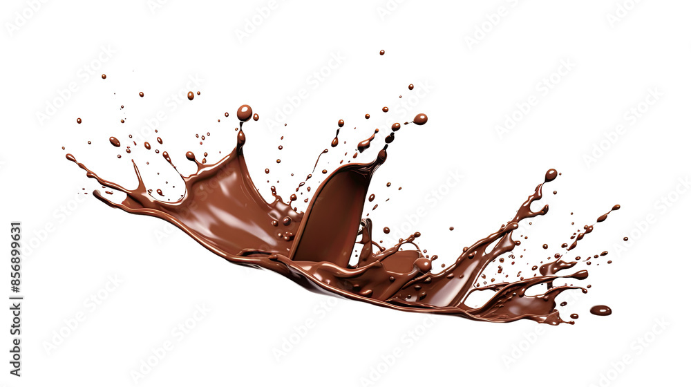 Wall mural delicious chocolate splash set isolated on white background - top view 3d render with transparency f
