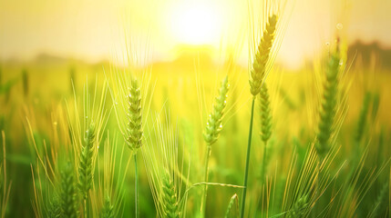 Fototapeta premium Wheat field poster with copy space