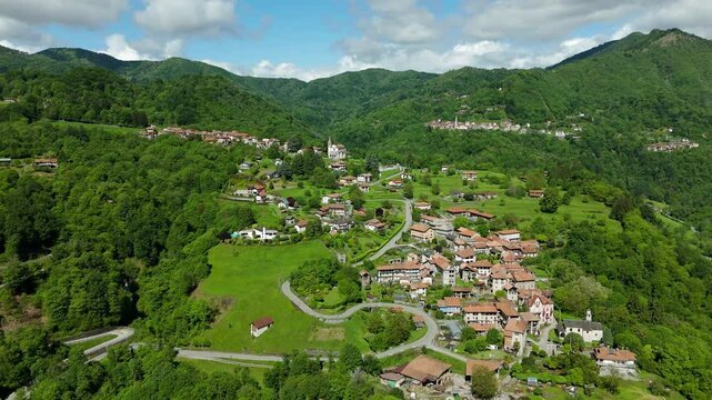 Scenic Village Of Pella In Piedmont Region, Italy - Aerial Drone Shot