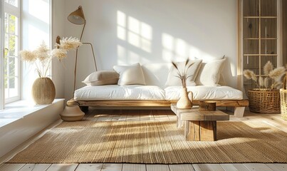 Rustic living room with an empty table mat