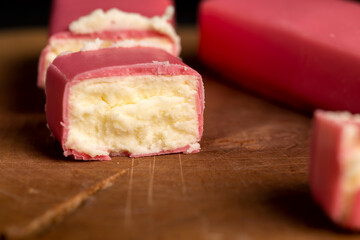 sweet soft cottage cheese in raspberry glaze