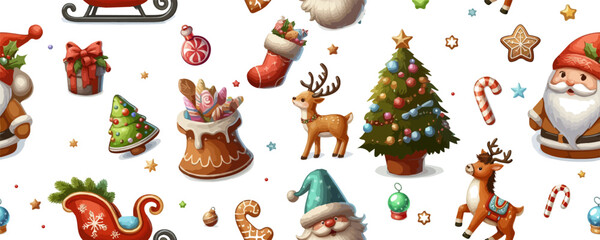 Christmas seamless pattern with a set of elements of winter comfort. Festive packaging.