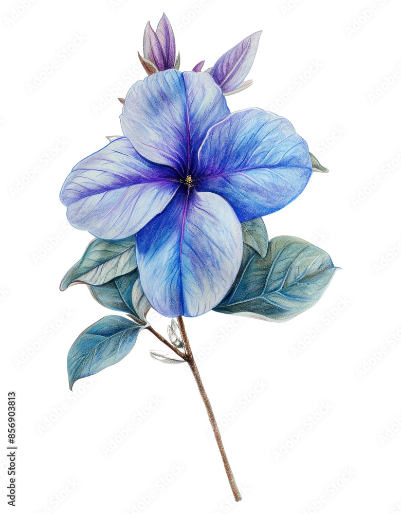 Poster PNG  Blue flower drawing sketch plant.