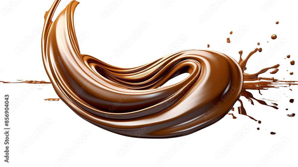 Wall mural tempting cocoa splash - transparent chocolate liquid twist 3d art for design projects | top view fla