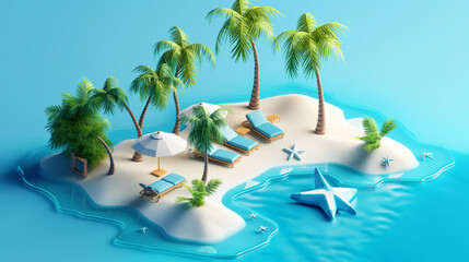 Cartoon miniature beach

